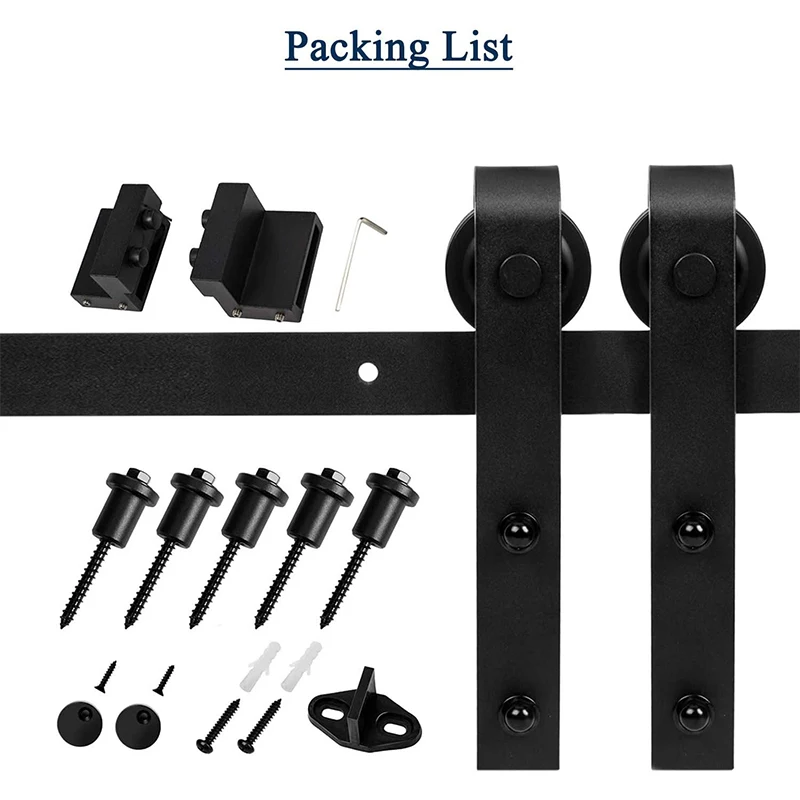 

4-9.6FT Sliding Barn Door Rail Hardware Carbon Steel Barn Door Hanger System Heavy Duty Roller Track for Single Door