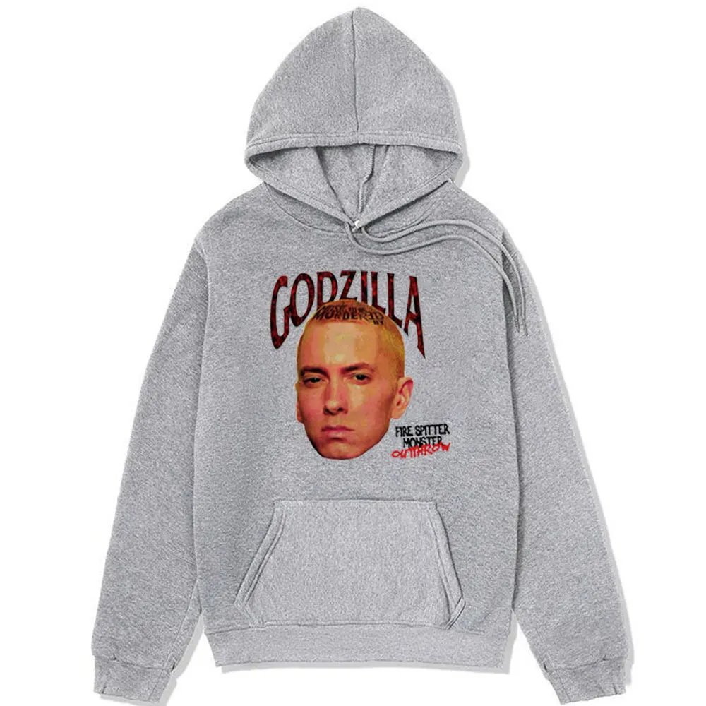 Sudadera con capucha de rapero para hombre y mujer, jersey de lana de manga larga, de gran tamaño, con estampado de Eminem, para Otoño e Invierno