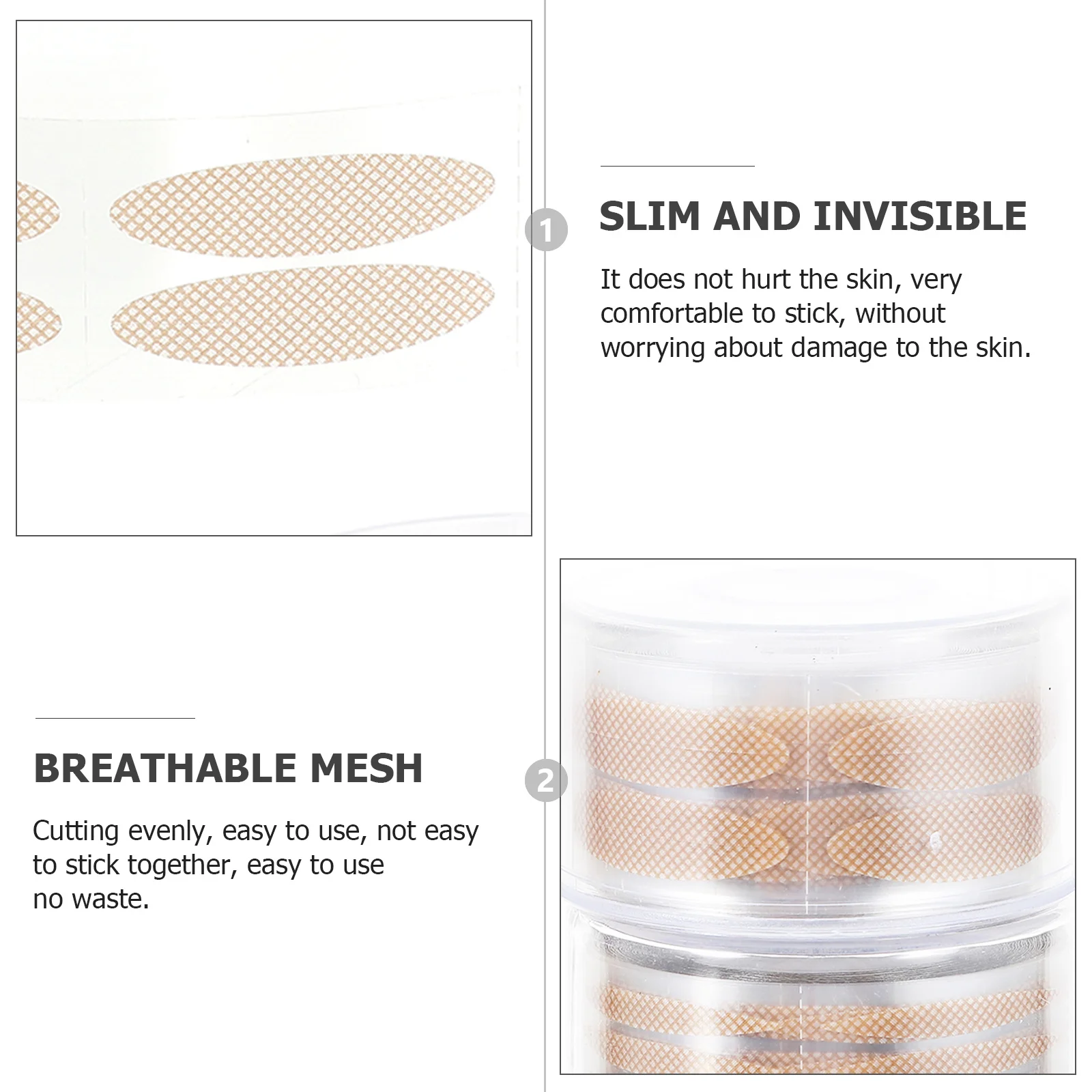3 rotoli di nastri naturali per doppia palpebra Occhi invisibili Nastri di bellezza Adesione liscia Nessun danno alla pelle Adatto per palpebre irregolari