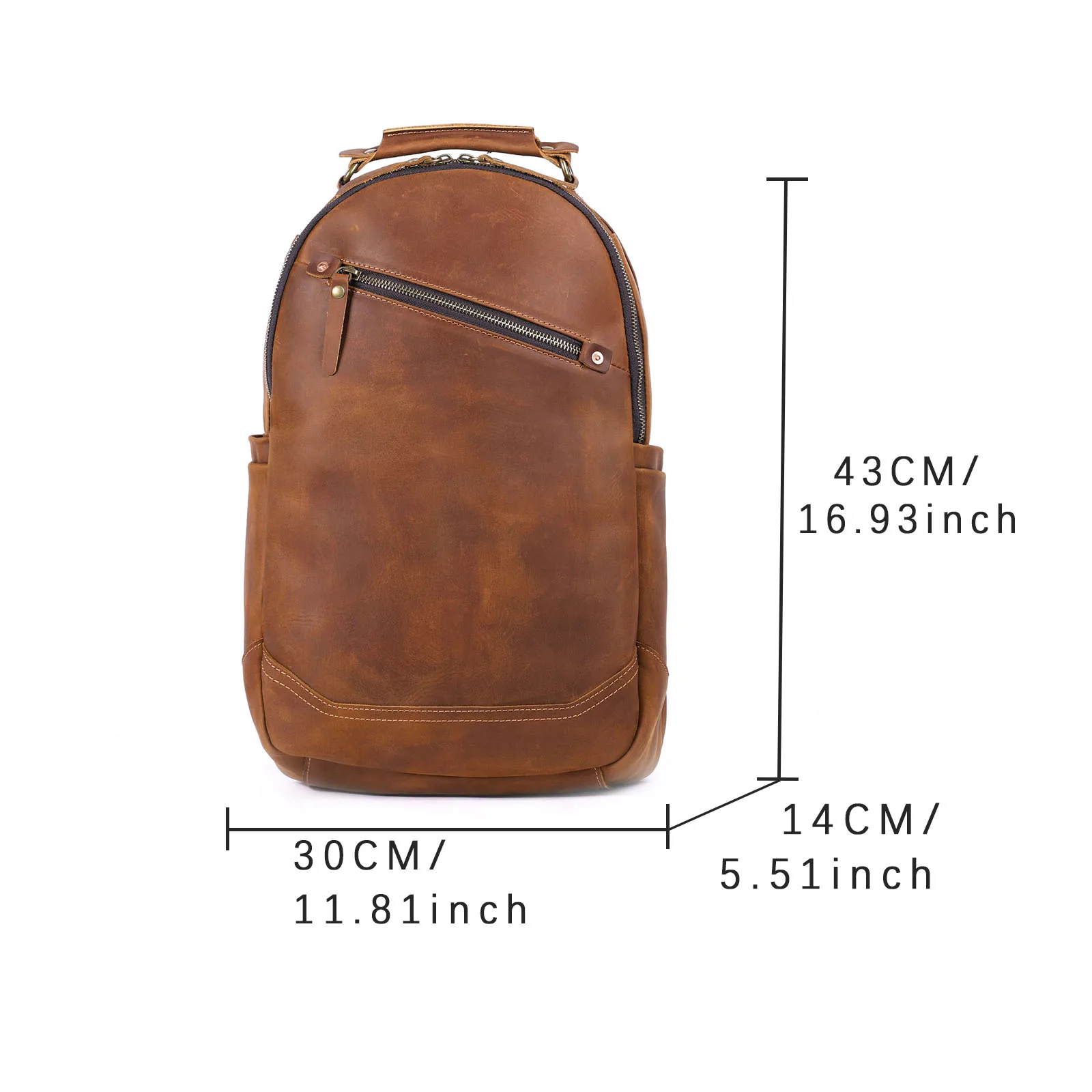 Vintage handgefertigter Rucksack aus hochwertigem Echtleder für Herren, Leder-Laptop-Umhängetasche, Crazy Horse Schultasche, modisch für Männer – Detail 3
