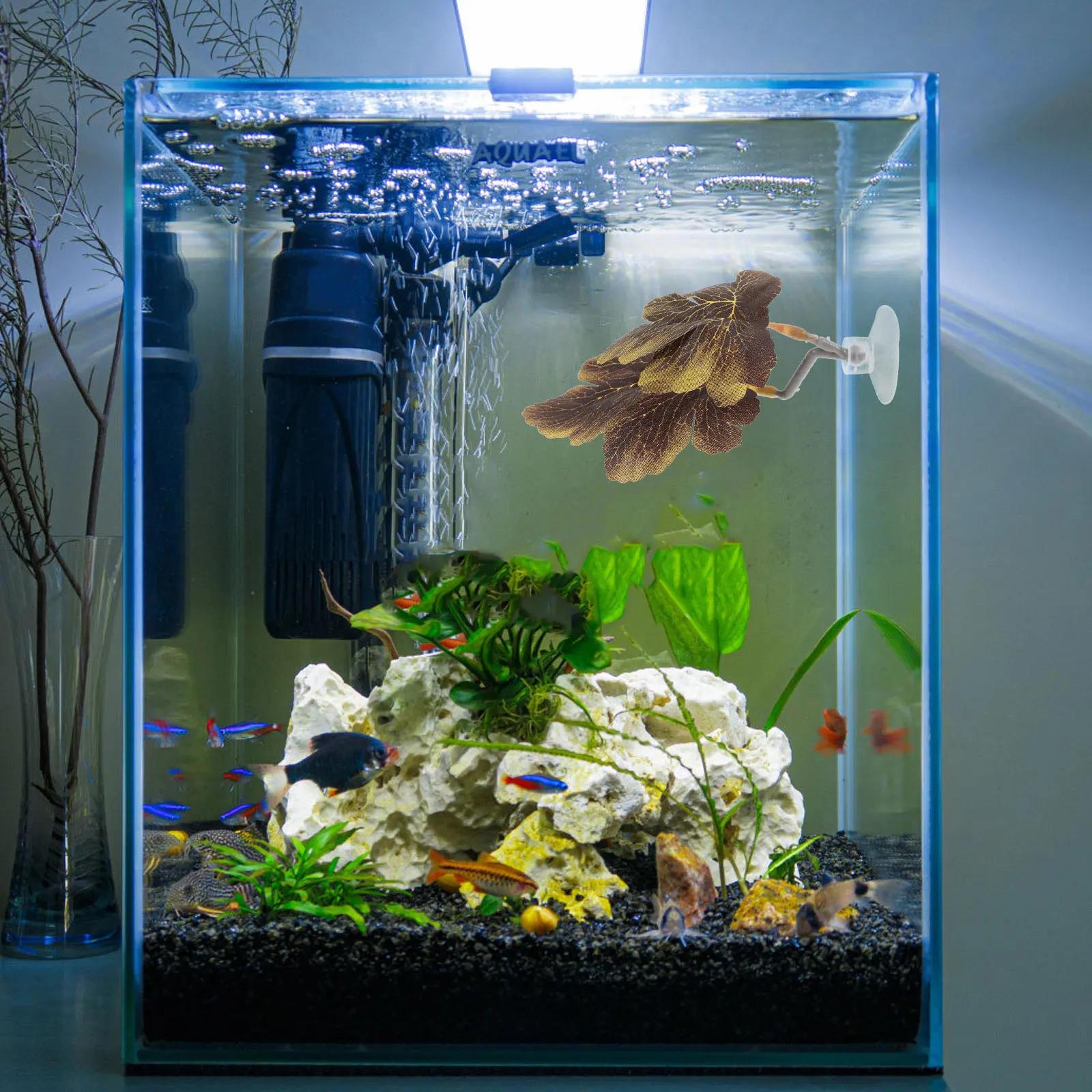 

Simulation Leaves Artificial Aquatic Plants For Fish Tank Decor Betta Leaf Hammock Plastic Leaf Bed Hiding Spot Aquarium