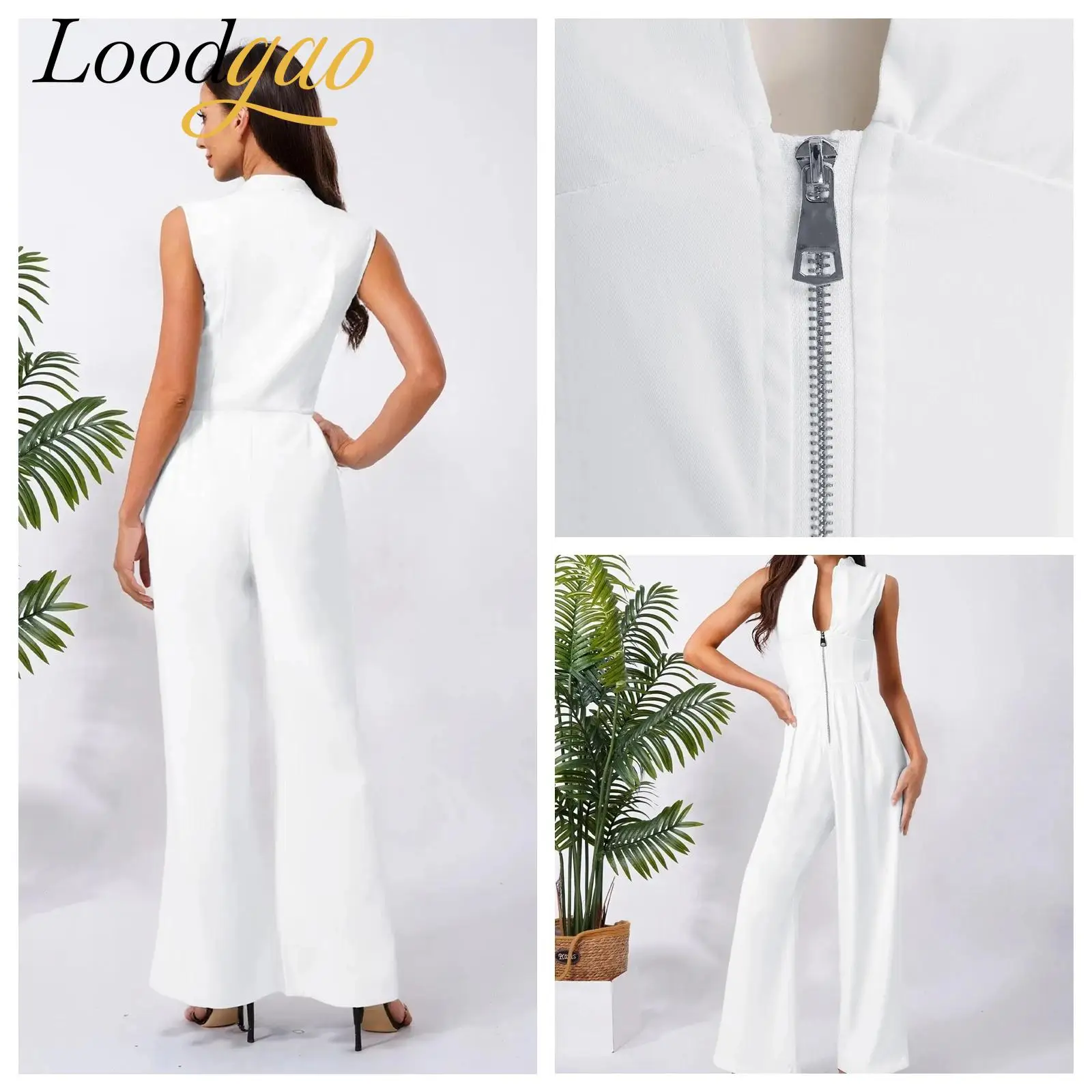 

Women Girls Commute One Piece Streetwear Sleeveless Jumpsuit Wide Leg Rompers Casual Dressy Jumpsuits Pants Lady Clothes
