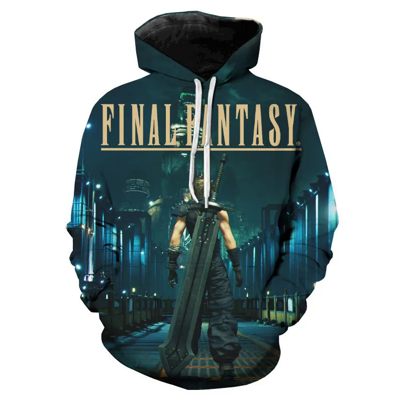 2023 Anime Mới Trò Chơi Có Mũ Final Fantasy VII Cosplay 3D In Hình Áo Phông Áo Thun Chui Đầu Thể Thao Áo Khoác Hoodie