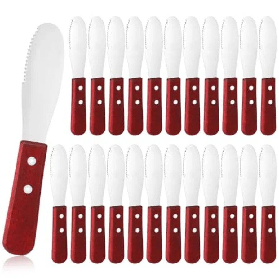 

24 упаковки 8-дюймового разбрасывателя масла из нержавеющей стали с деревянной ручкой для сэндвичей и приправ с сыровым кремом, оптом Str