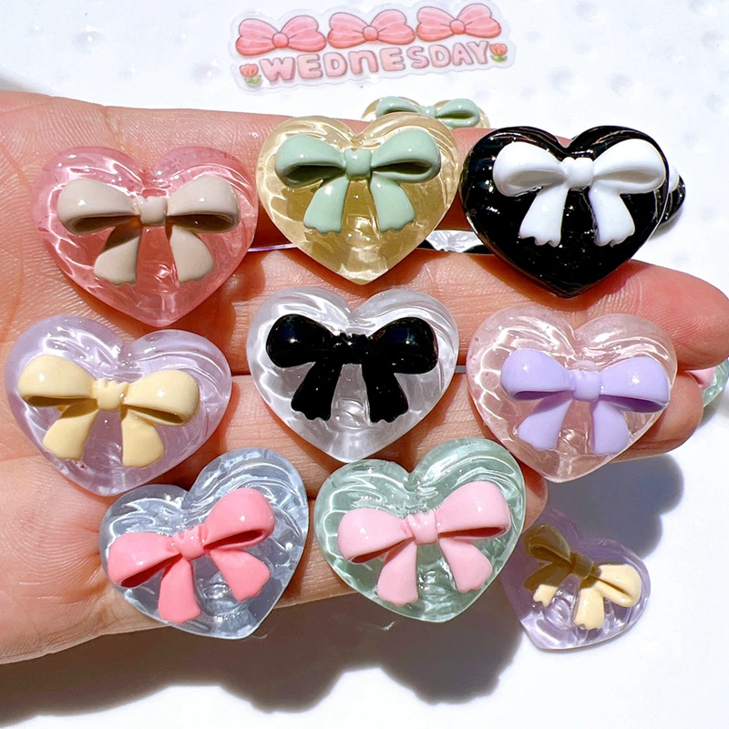 10 Pcs New Mini Cute Cartoon Transparent Heart Shape Butterfly Junction Resin Scrapbook Diy Jewellery Hairpin Accessories Craft