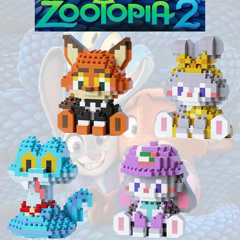 NEW Disney Zootopia 2 Building Blocks Judy Nick Gary Snake Blocks Cartoon Character Model Educational Toys Fans Birthday Gifts