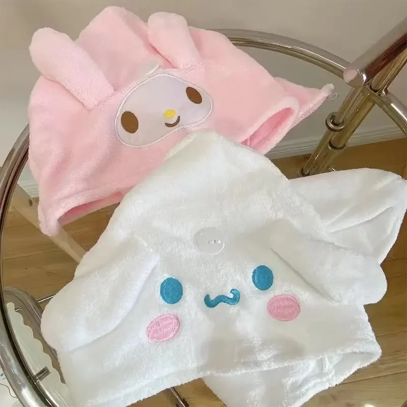 

Sanrio Kawaii Cinnamoroll Dry Hair Cap My Meloody Cartoon Cute Coral Fleece Head Towel Ins Home Anime Absorbent Shower Cap Gift