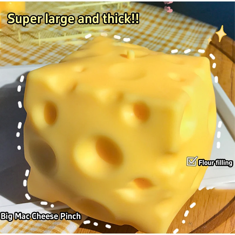Cheese Squishy Giant Extra Large Slow Rebound Shapeable Cheese Squishy for Office Desk Adults Stress Relief Toy Holiday Gift