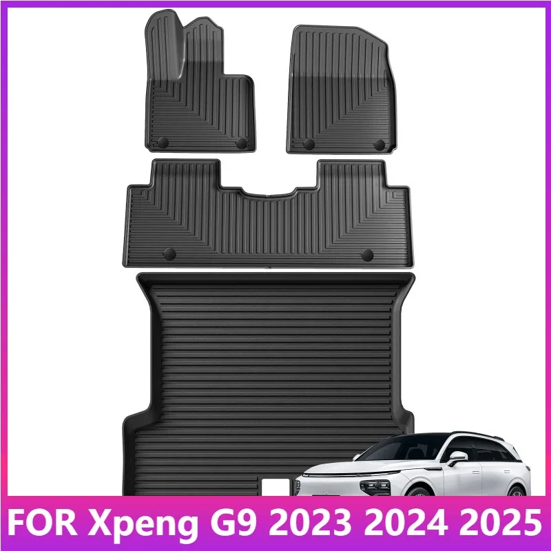 

Коврики для Xpeng G9 2023 2024 2025 Автомобильные коврики для багажника Коврик для багажника TPE 3D Коврик для ног Водонепроницаемый комплект подносов без запаха ЧЕРНЫЙ