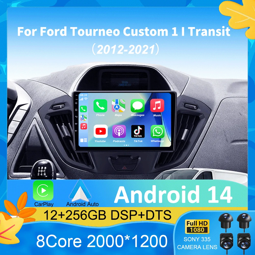 

Android 15 Carplay Auto 2K Screen Multimedia Player Car Radio For Ford Tourneo Custom 1 I Transit 2012 - 2021 Autoradio Stereo