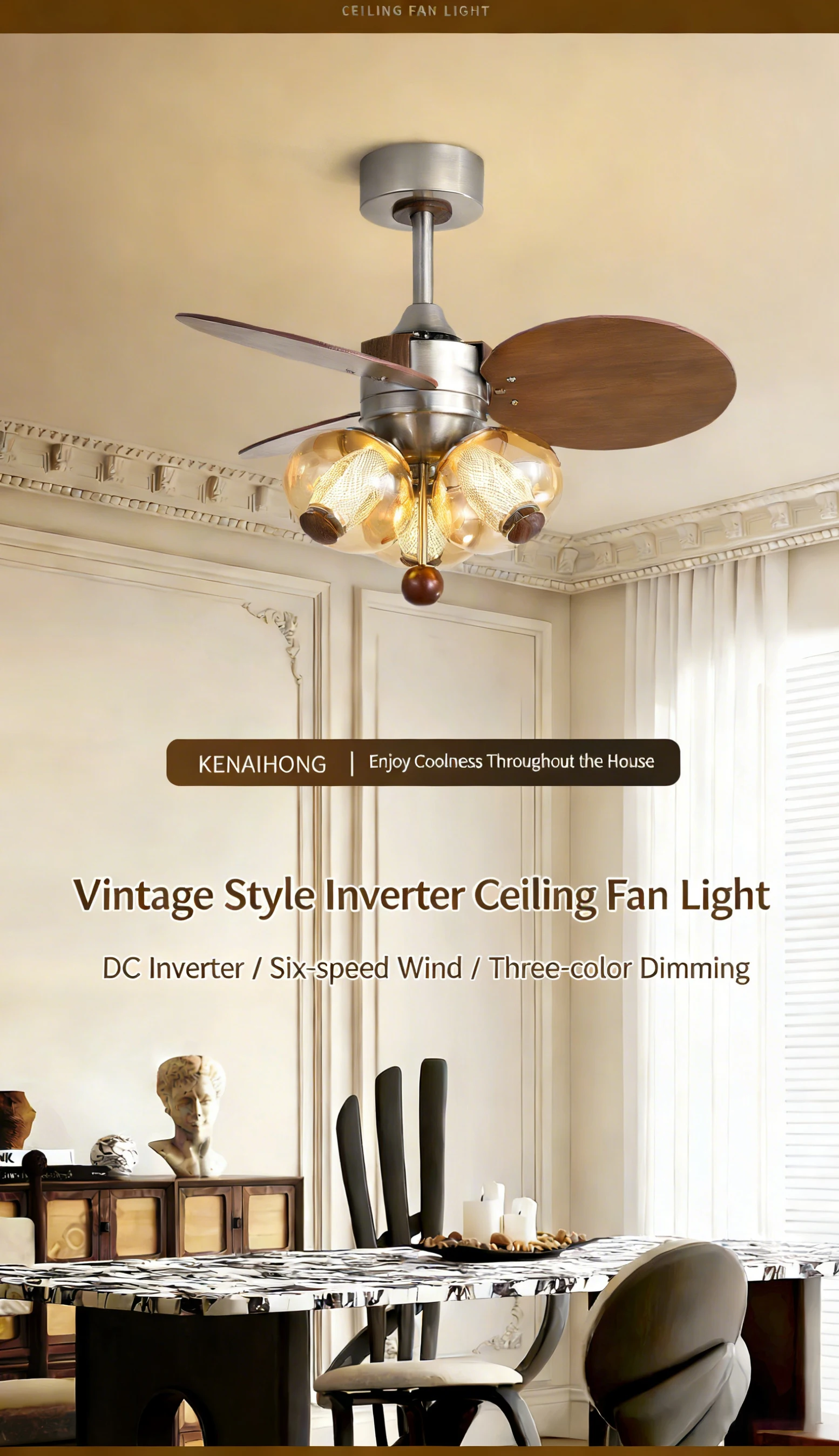 

BOSSEN Modern Designer Ceiling Light Fan Light Nordic Glass Chandelier with Adjustable Chain Luster Dimmable Lighting for Living