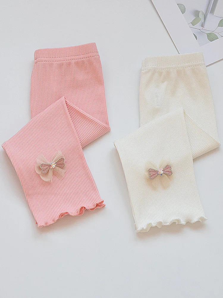 Summer Girls Leggings Knee Length Pants Kids Bow Pants Children Trousers For Age 2 to 11 Years