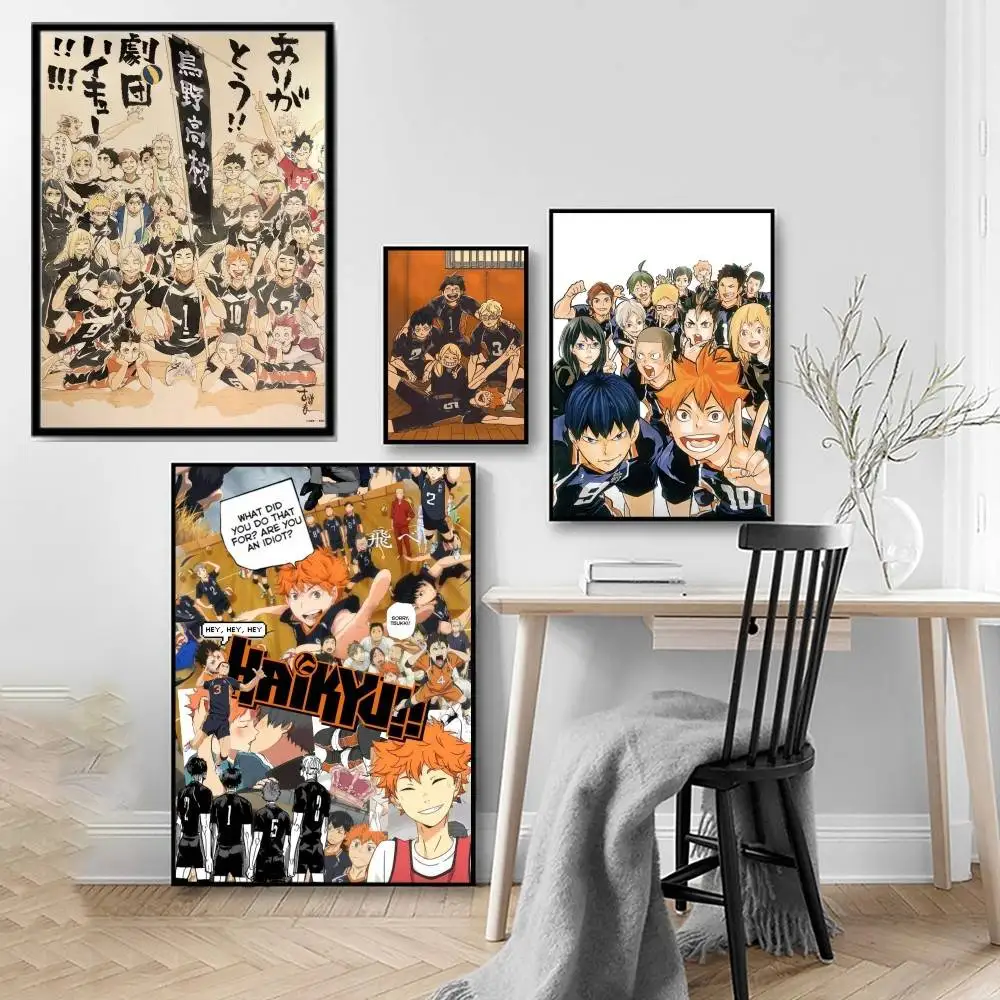 Classic Anime H-Haikyuu Poster High Quality Print Poster Waterproof Wall Art Movie Posters For Living Bedroom  Room Decor Gift