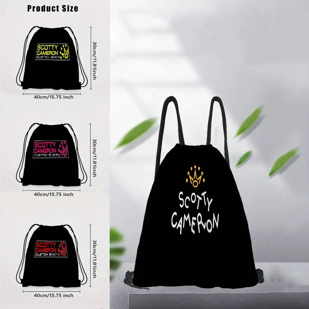 S-Scotty C-Cameron Print Drawstring Bags Party Gift Bags Drawstring Backpacks Bulk For Sports Gym Travel Leisure Sports