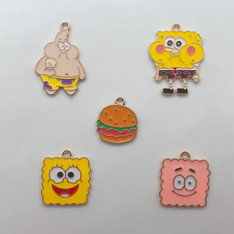 10pcs Alloy Drip Oil Classic Cartoon Animation Pendant Necklace Keychain DIY Jewelry Handmade Key Charm