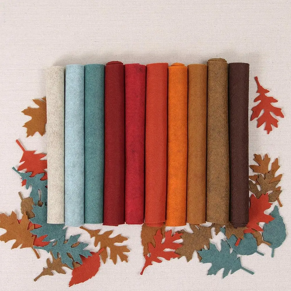 

Wool Felt, 10 Pcs 18"" X 36"" In Autumn Colors, 1 Mm Thick, Soft & Pliable, Wool Blend Felt, Harvest Moon 1/2 Yards