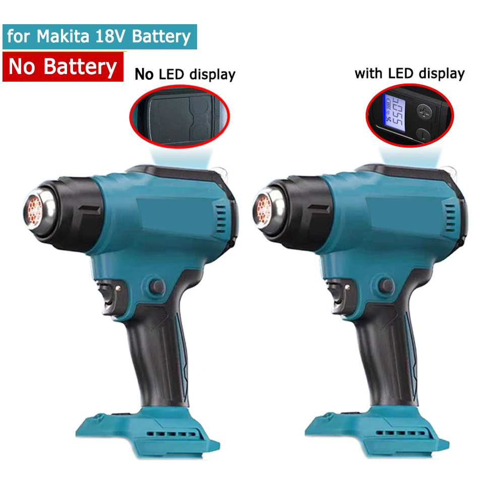 

Инструмент для термоусадочной упаковки, фен, сушилка воздуха, паяльная воздуходувка со светодиодным дисплеем 0/1 для Makita 18 В, без батареи