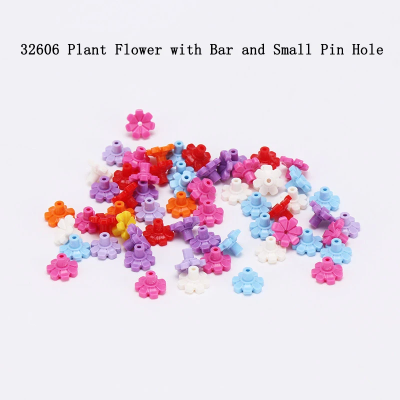 300 pièces de briques MOC 32606, plaque fleurie avec barre et petit trou pour broche, blocs de construction DIY, pièces et accessoires compatibles, jouet