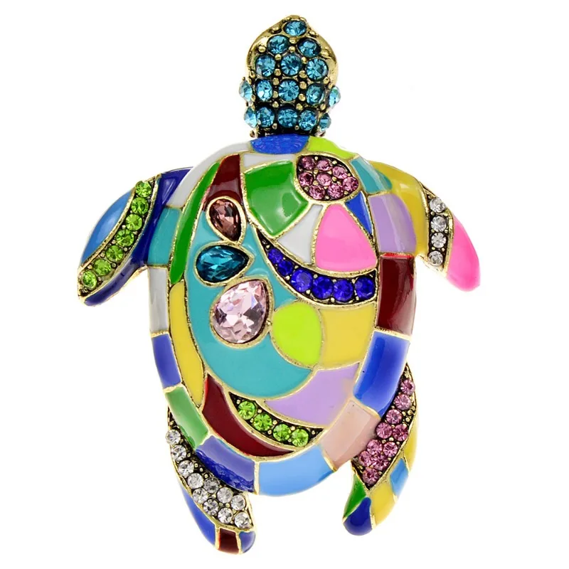 Diamond Inlaid Oil Turtle Brooch for Men and Women, Animal Brooch for Fashion Accessories, Corsage