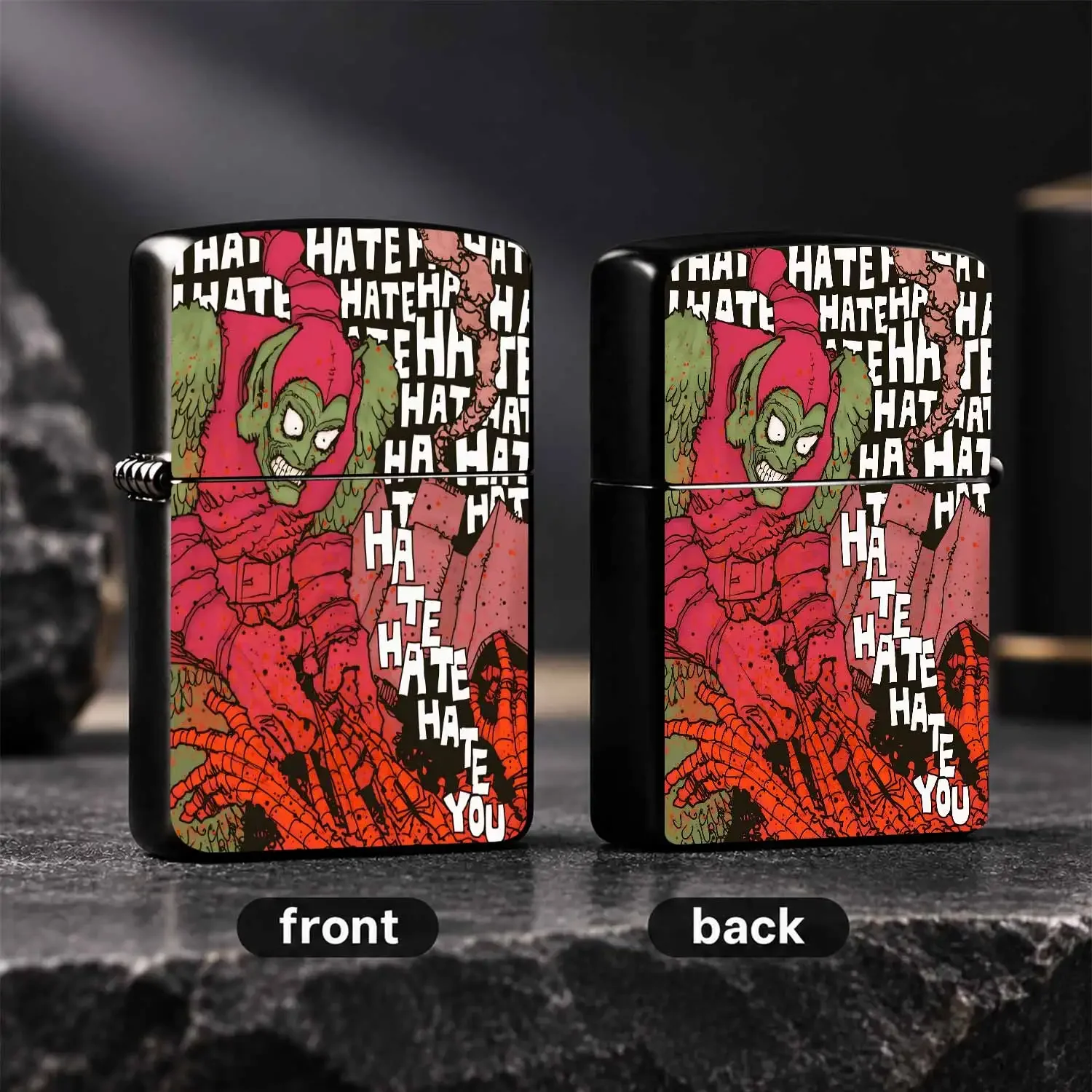 Trendy Graffiti Green Goblin Themed Portable Lighter, Full Printed Hate Series Art Creative Unique Carry Item, Suitable For Daily Gathering Camping And Any Scenarios, Exquisite Distinctive Fun Practical Gift For Trend Hobby Friends Interest