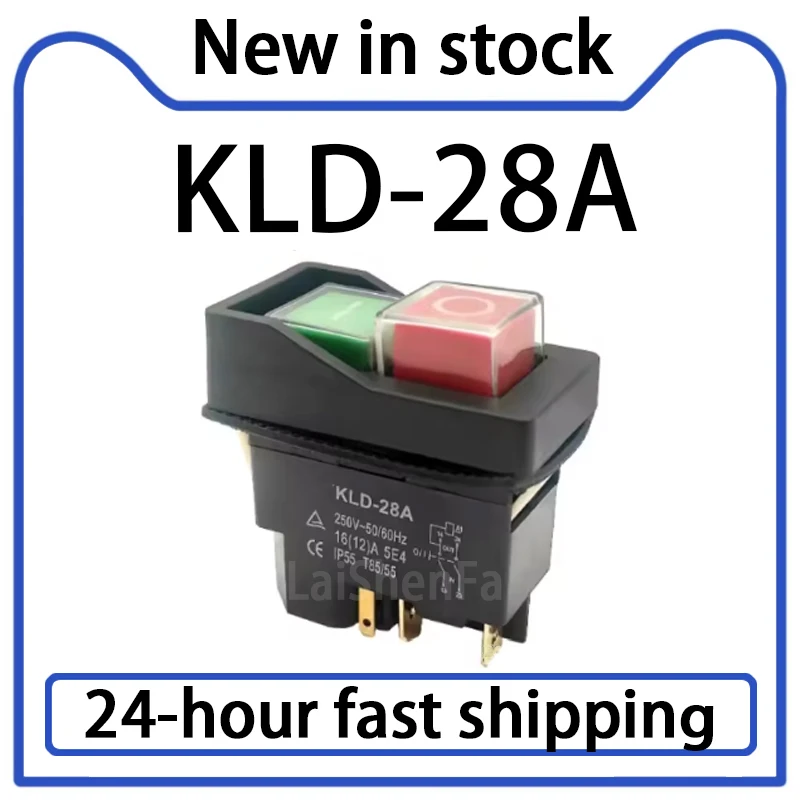 1PCS KLD-28A KLD-28 Interruptor de botón de arranque electromagnético para máquina herramienta, equipo IP55, impermeable, con cinturón de seguridad, en stock