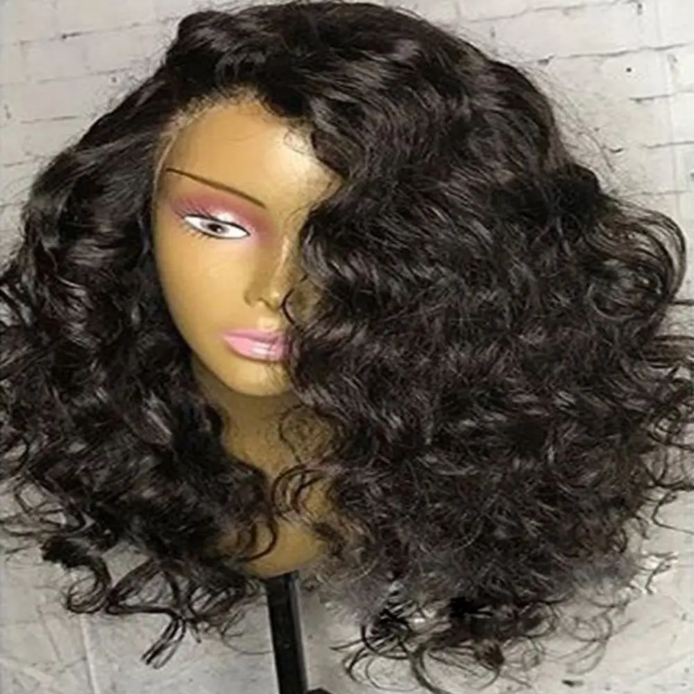 

180Density 26 inch Long Deep Wave Curly Lace Front Wig For Women BabyHair Deep Part Soft Natural Black Preplucked Glueless Daily