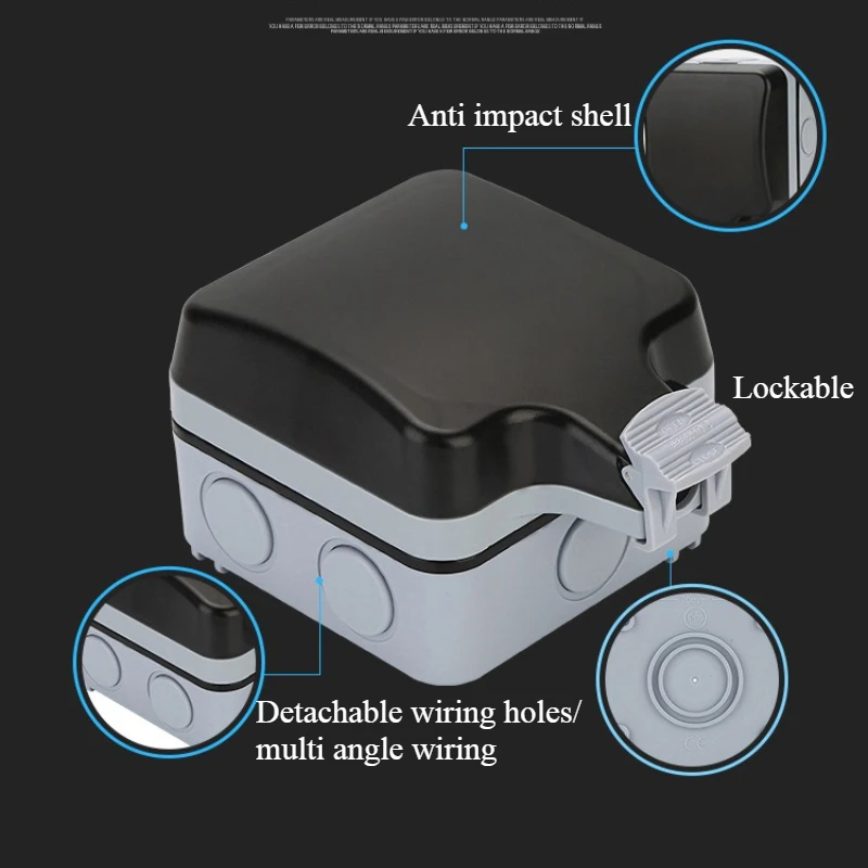 IP66 16A Waterproof Outdoor Wall Sockets EU French KR Dua Outlets with USB Type-c Switch 220V Electrical Power Outside Outlet