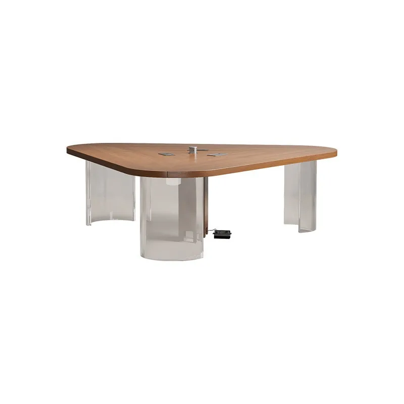 Modern simple solid wood high-end small 6-person conference table, office reception negotiation training table and chair