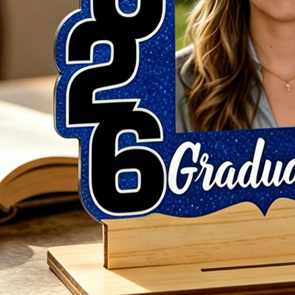 2026 Graduation Picture Frame Wooden 4x6 Photo Holder for Desktop Decor Class of 2026 Gifts for High School College Graduate