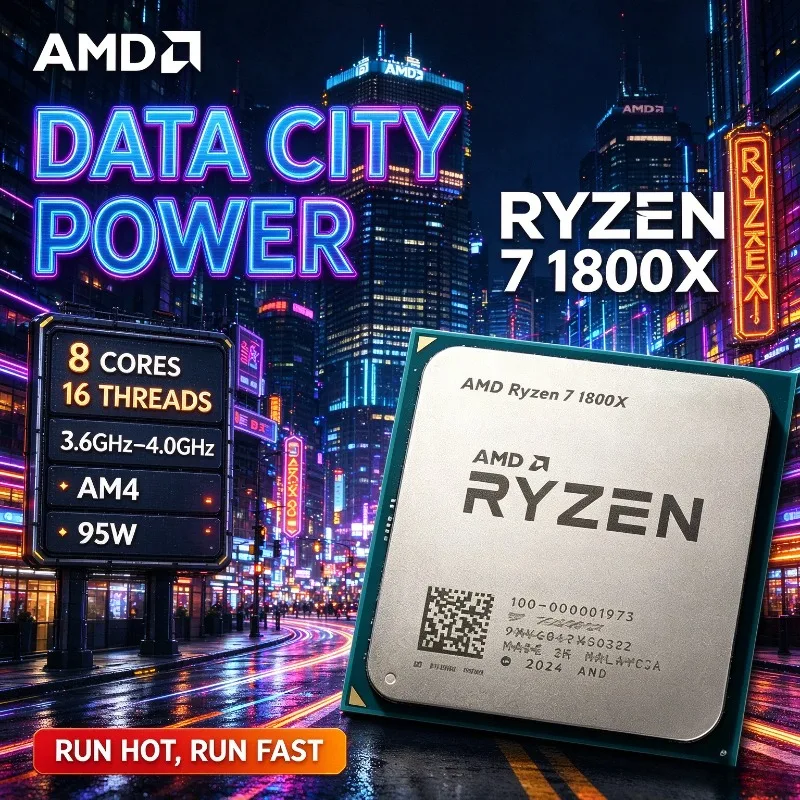 100% Brand New AMD Ryzen 7 1800X R7 1800X CPU Processor 3.60GHz--4.0GHz 95W 8-cores 16-threads AM4 TDP 95W CPU