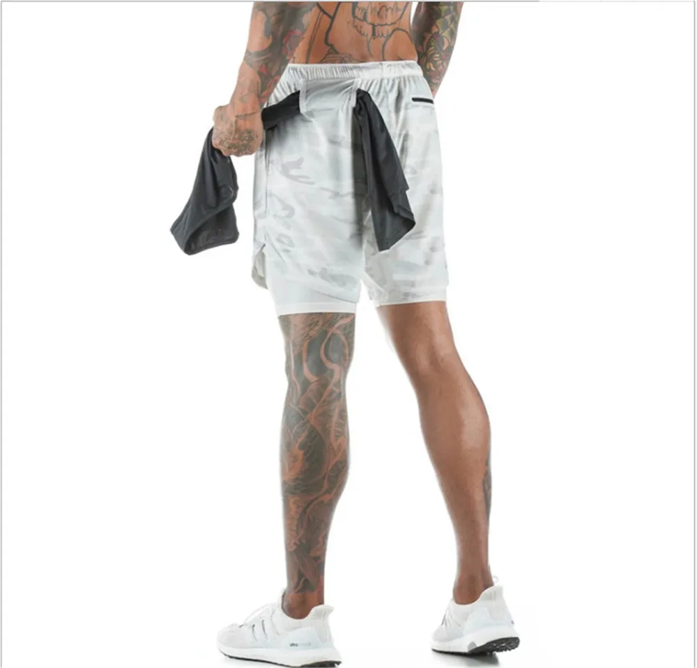 2021 Summer Running Men's Sports Workout 2 in 1 Double - Deck Training Gym Shorts With Pockets