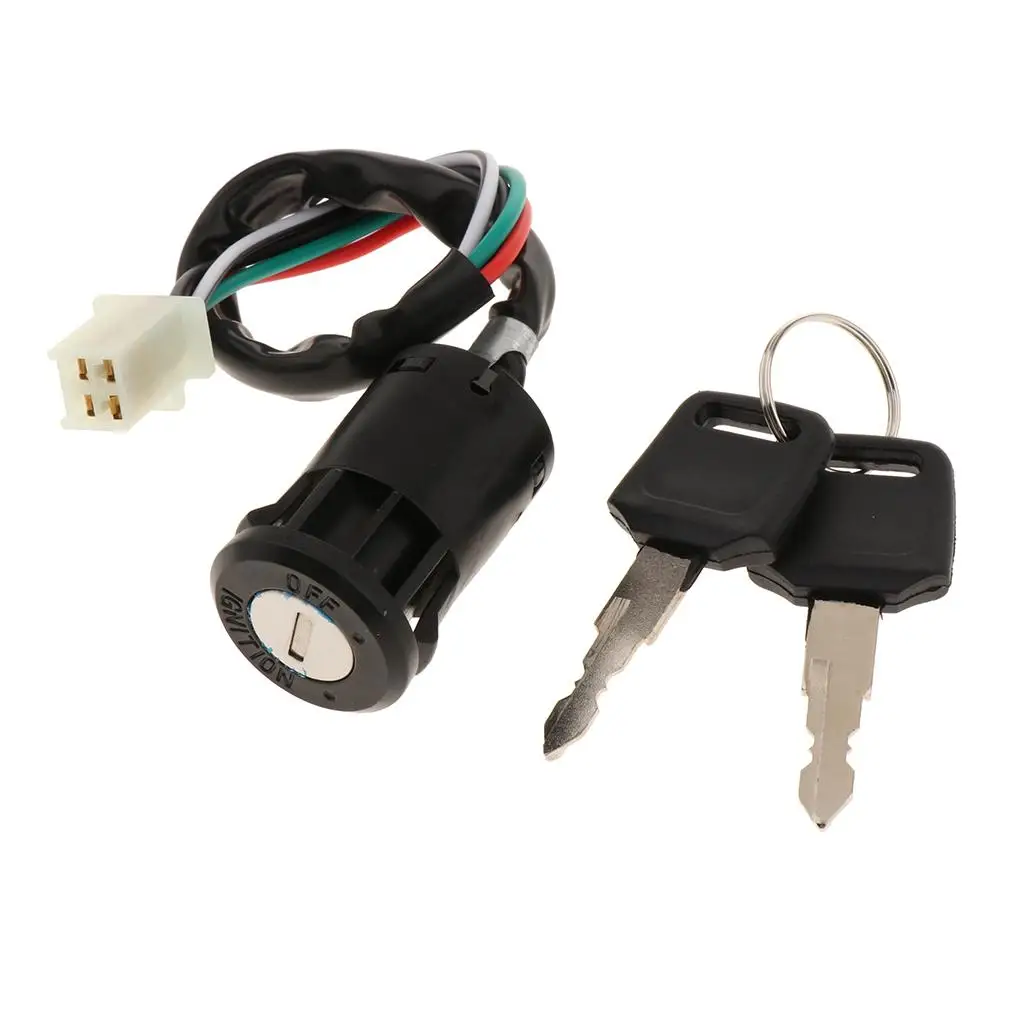 Motorcycle Ignition Key Switch Lock Kit Black Plastic Four Wire Set for Motor ATV 50CC 110CC 125CC 150CC
