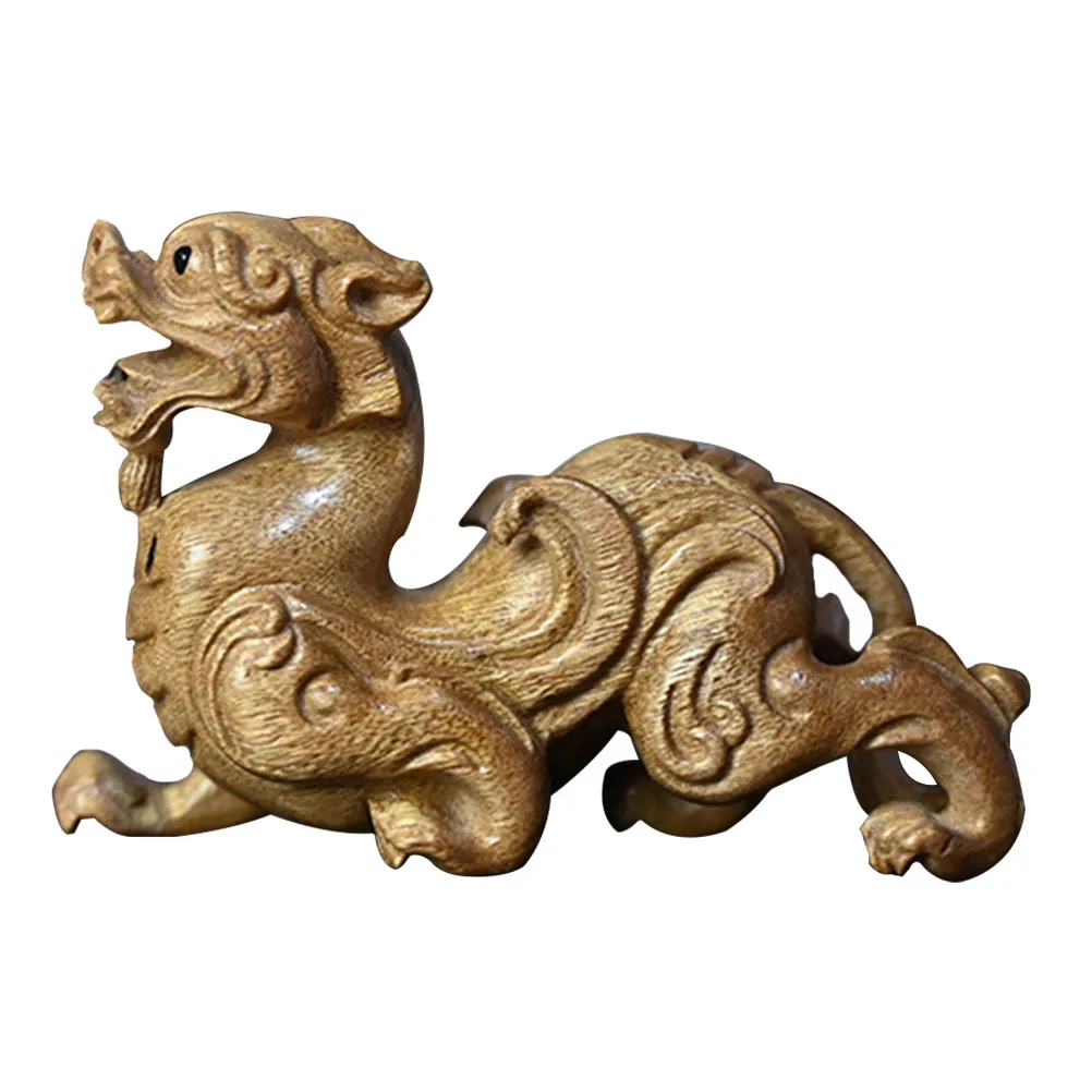 

Pixiu Wooden Desktop Ornament Classic Wood Craft Decoration Office Home Tabletop Adornment Delicate Pixiu Wooden Statue