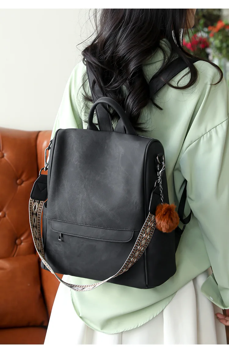 2025New Fashion PU Leather Women's Backpack Multi-functional for Laptop School Travel backpacks bolsa feminina mochila рюкзак 가방