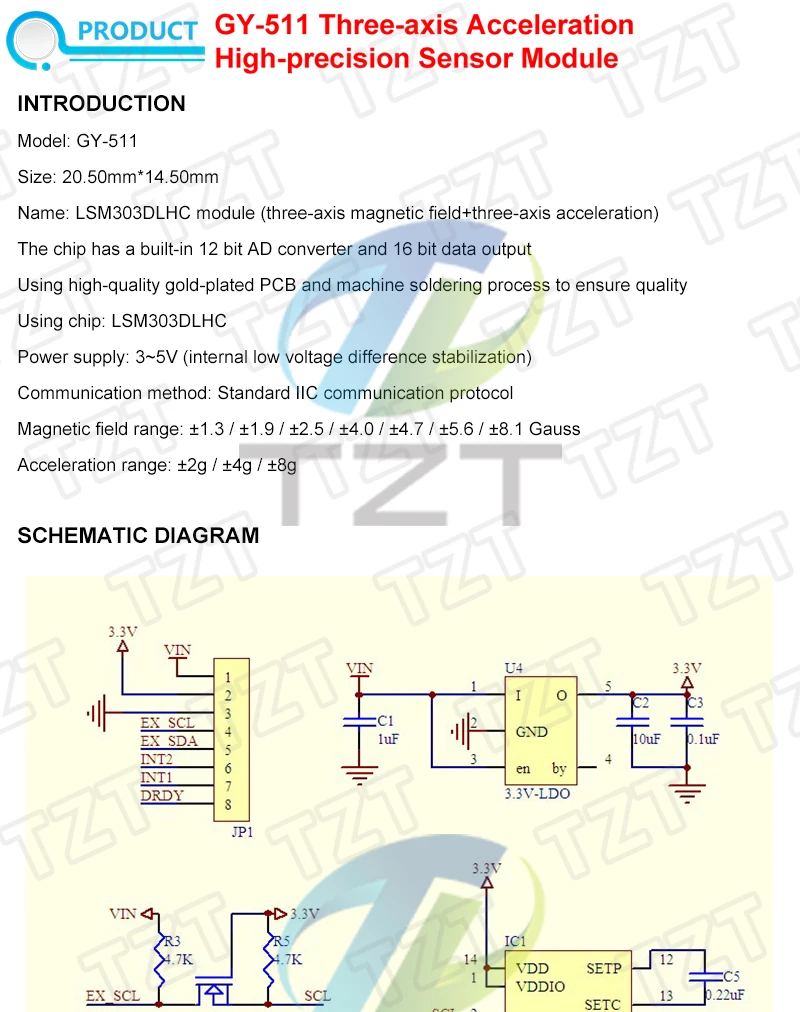 TZT GY-511 LSM303DLHC Modul – Detail 1