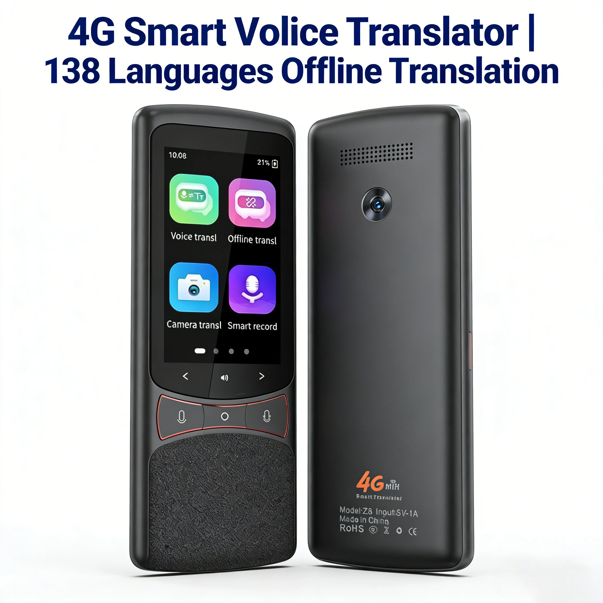 

Z3 4G Intelligent Translator Portable WiFi Voice Photo Recording Real-Time Translation Tool for Business Travel Study