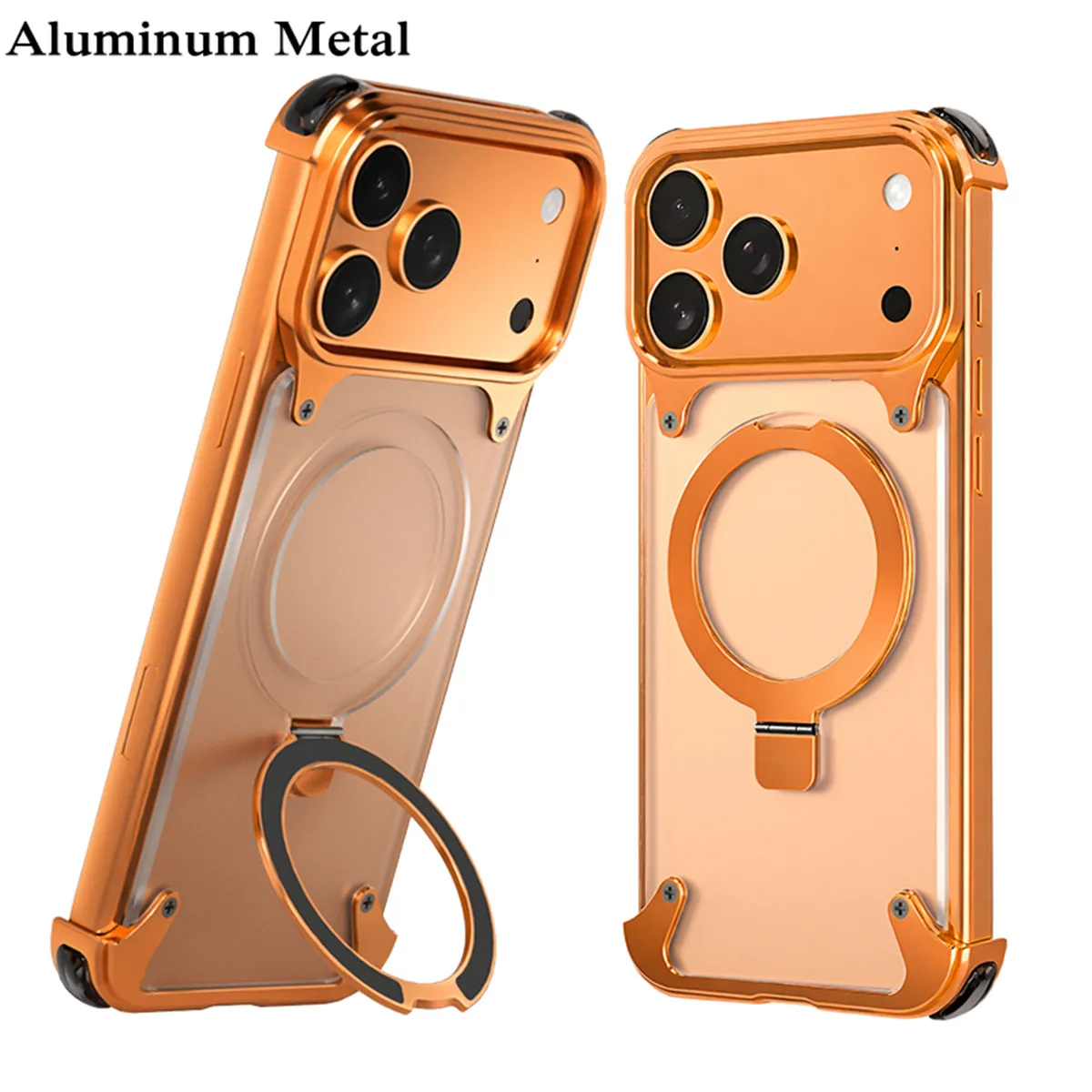 

Металлический чехол из алюминиевого сплава Kılıand для iPhone 17 Pro 16 Pro Max 15 Pro, безрамное магнитное кольцо-подставка, противоударный корпус