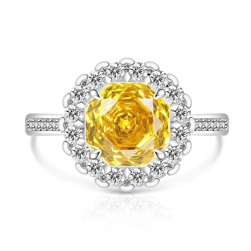 

Light Luxury Dream 925 Sterling Silver Rose Cut High Carbon Diamond Round Bottom Rack Ring Romantic Gift