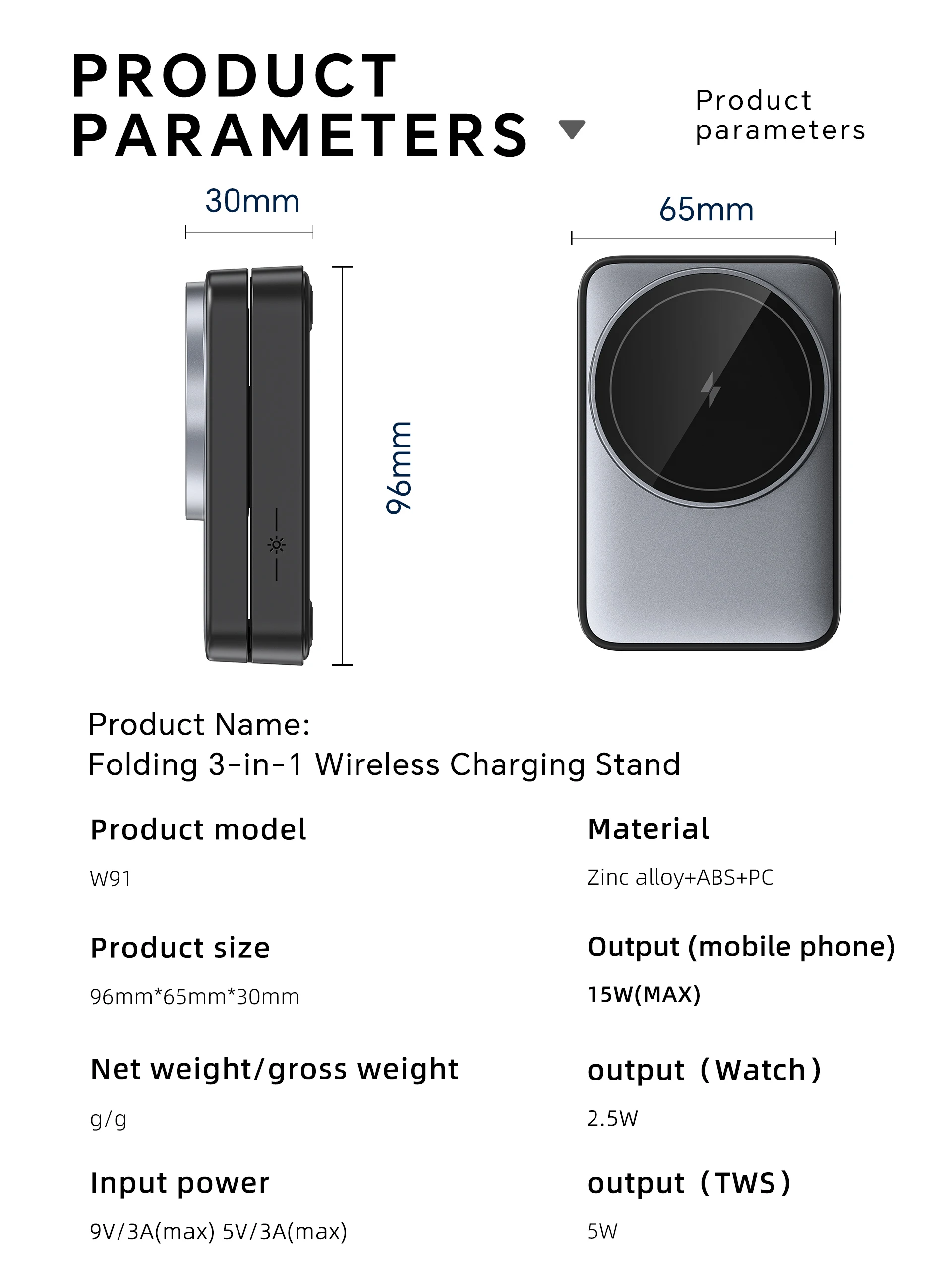 Folding 3 in 1 Magnetic Wireless Charger Travel Foldable Charger Stand Compatible with IPhone 16/15/14/13/12,Apple Watch&AirPods - view 6