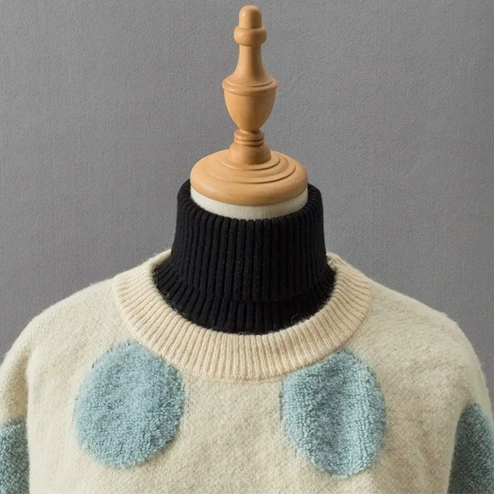 เสื้อสเวตเตอร์สีขาวสำหรับฤดูใบไม้ร่วงและฤดูหนาว คอเสื้อปลอม คอสูง ปลอกคอปลอม ผ้าพันคอแฟชั่น สีพื้น ปลอกคอถอดได้ ผ้าคลุมคอสำหรับผู้หญิง