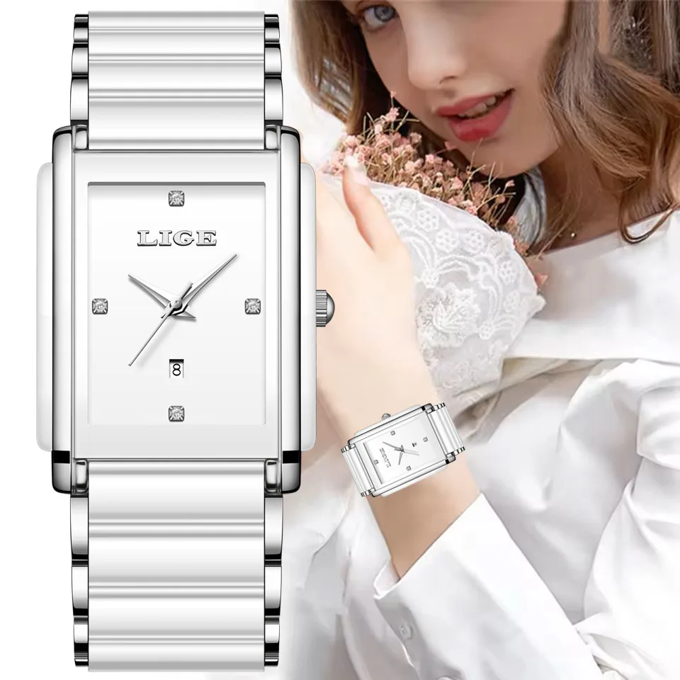

Женские часы LIGE, лучший бренд, роскошные водонепроницаемые женские часы, простые спортивные квадратные кварцевые женские наручные часы, очаровательные часы для девочек