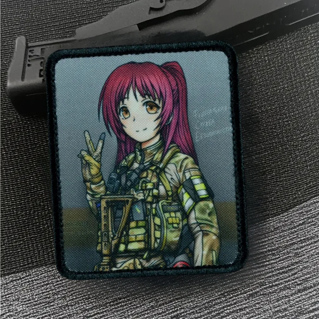 

“Manga FSB” Anime Girl Morale Badge Patch Beautiful Girl with Red Hair Tactical Military Hook and Loop Armband Backpack Sticker