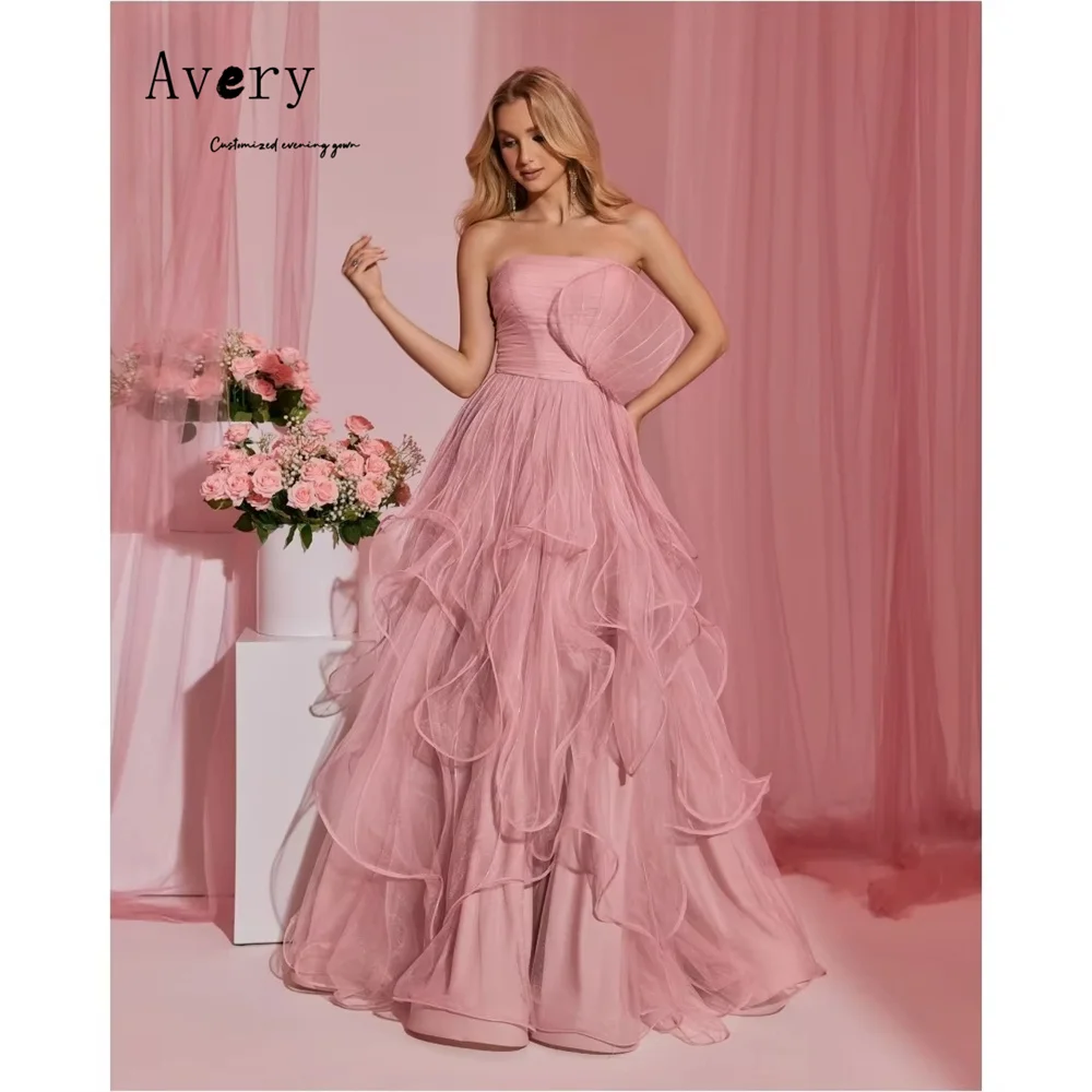 

Avery Custom Pink A-line Off-shoulder Lace Dresses 2026 Woman Luxury Evening Dress 2026 Luxury Women's Elegant Party Dresses