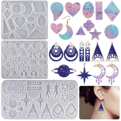 Earring Pendants Epoxy Resin Silicone Mold DIY Moon and Star Shaped Earrings Mould Jewelry Making Keychain Pendant Casting Mold