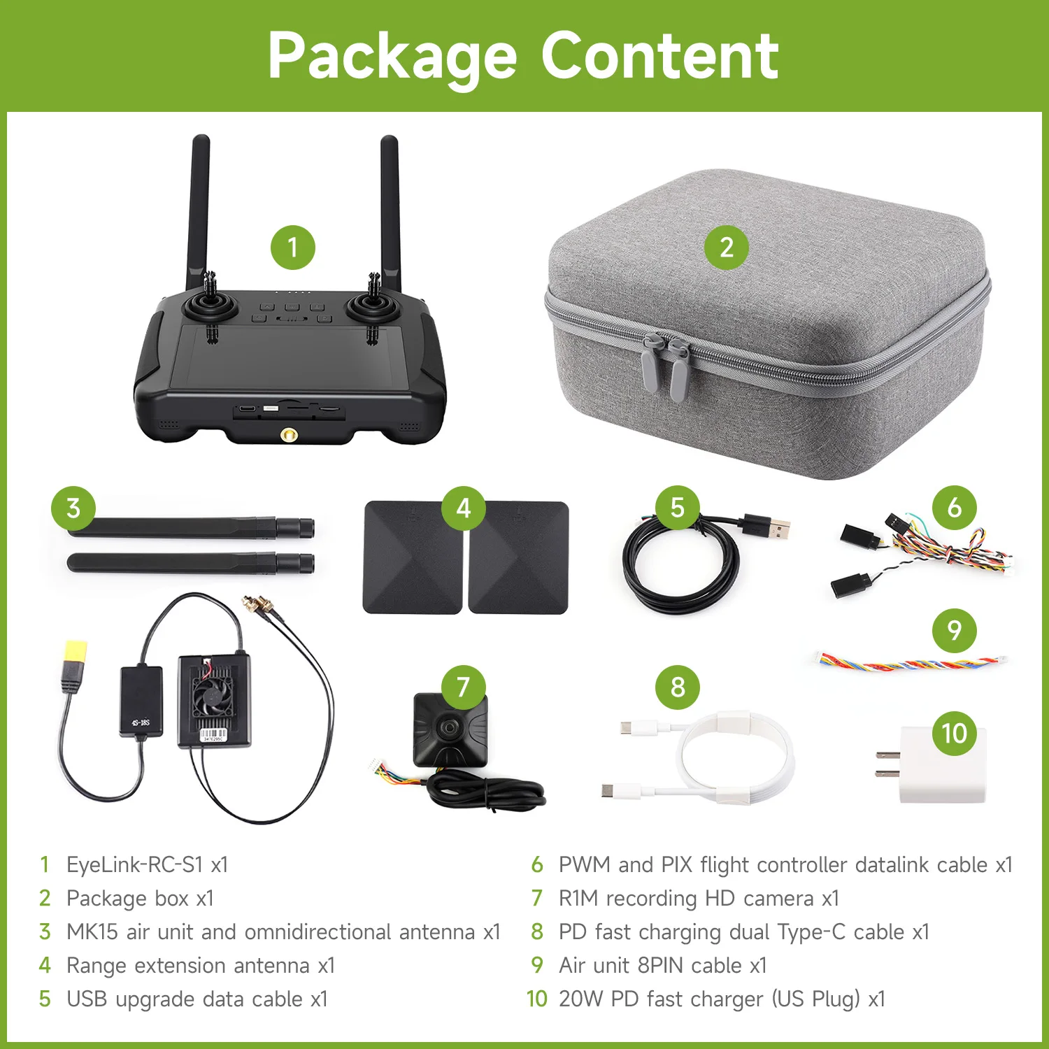 

Waveshare EyeLink-RC-S1 Enterprise Edition Lightweight Handheld Ground Station,With An R1M Recording HD Camera 8-core CPU