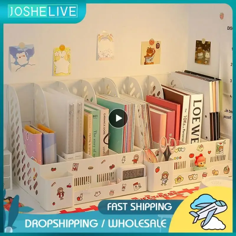 

Creative Kawaii Office Desk Organizer Book Storage Shelf File Tray Stand Bookends for Home Stationery