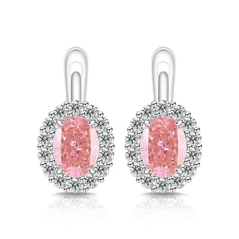 Exquisite Ice Flower-Cut Pigeon Egg 925 Sterling Silver Earrings with High-Carat Diamond Egg-Shaped Earrings for Ladies' Jewelry