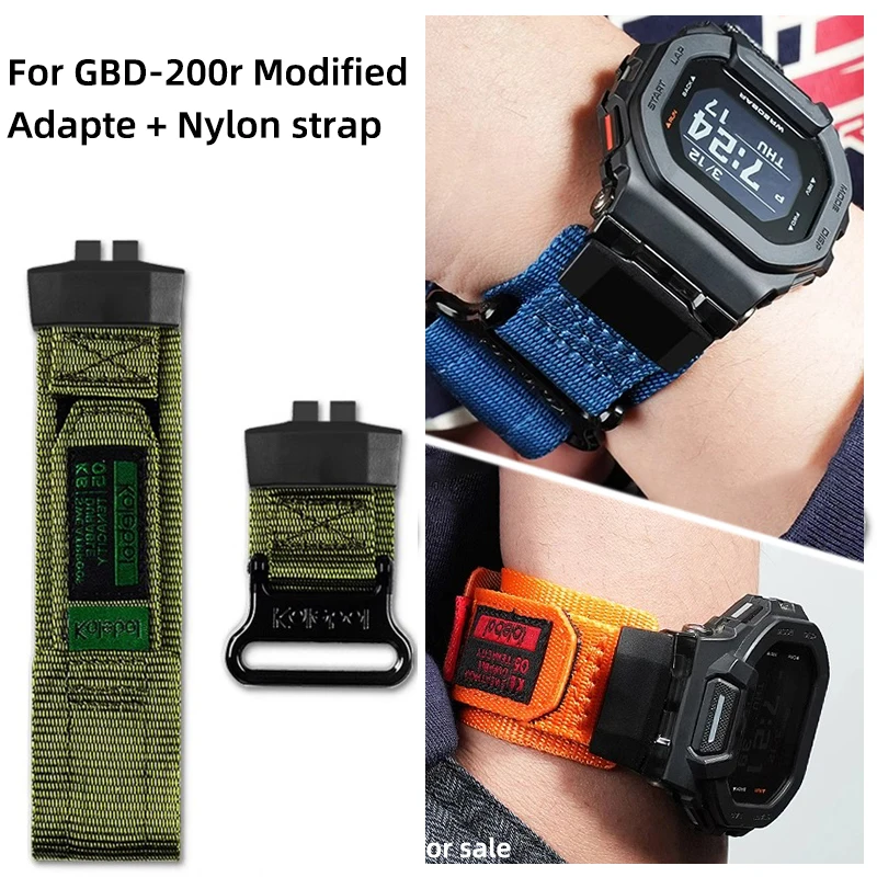 For Casio 3451 watch GBD-200MS GBD200-1/2/9 modified Adapter to 22mm strap adhesive sports wristband fabric washable watchband