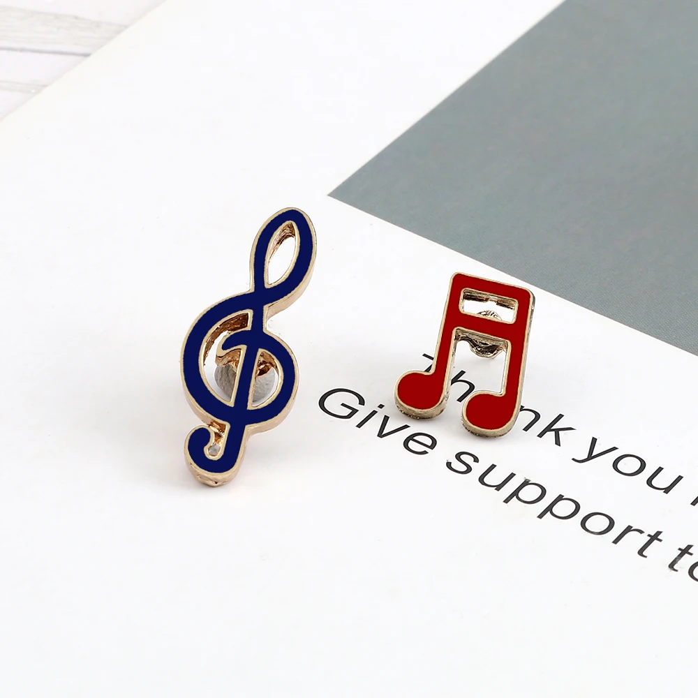 2 Pcs/set Creative Cartoon Musical Note Enamel Brooches Pins Fashion Metal Badges Clothes Decoration Music Brooch High Quality