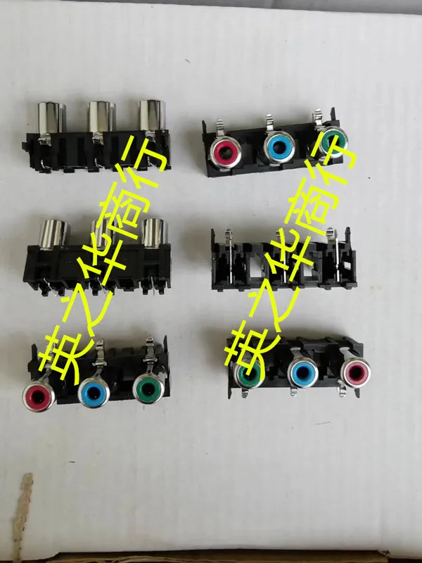 

10pcs orginal new RCA lotus socket AV 3 hole single row socket green blue red 3 position audio TV electric box